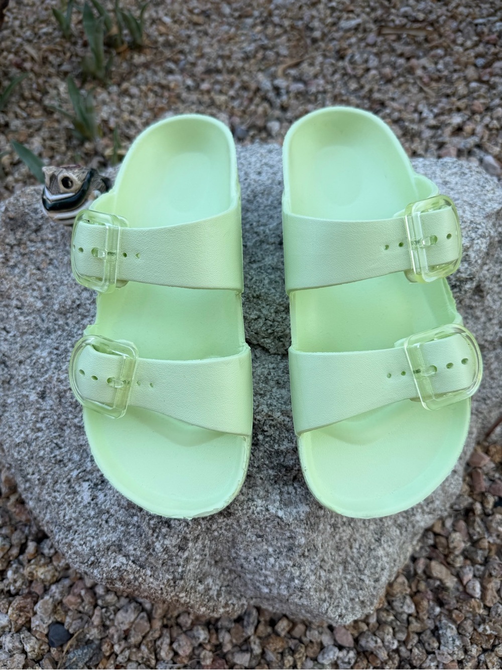 EVA Slide Sandals - Neon Lime Green - Woman’s Size 7